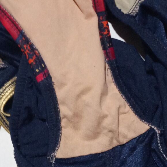 Vtg Sirena One Piece Swimsuit-Size 8-Floral-Built In Bra-Gold Trim-Wide Straps - Picture 7 of 10